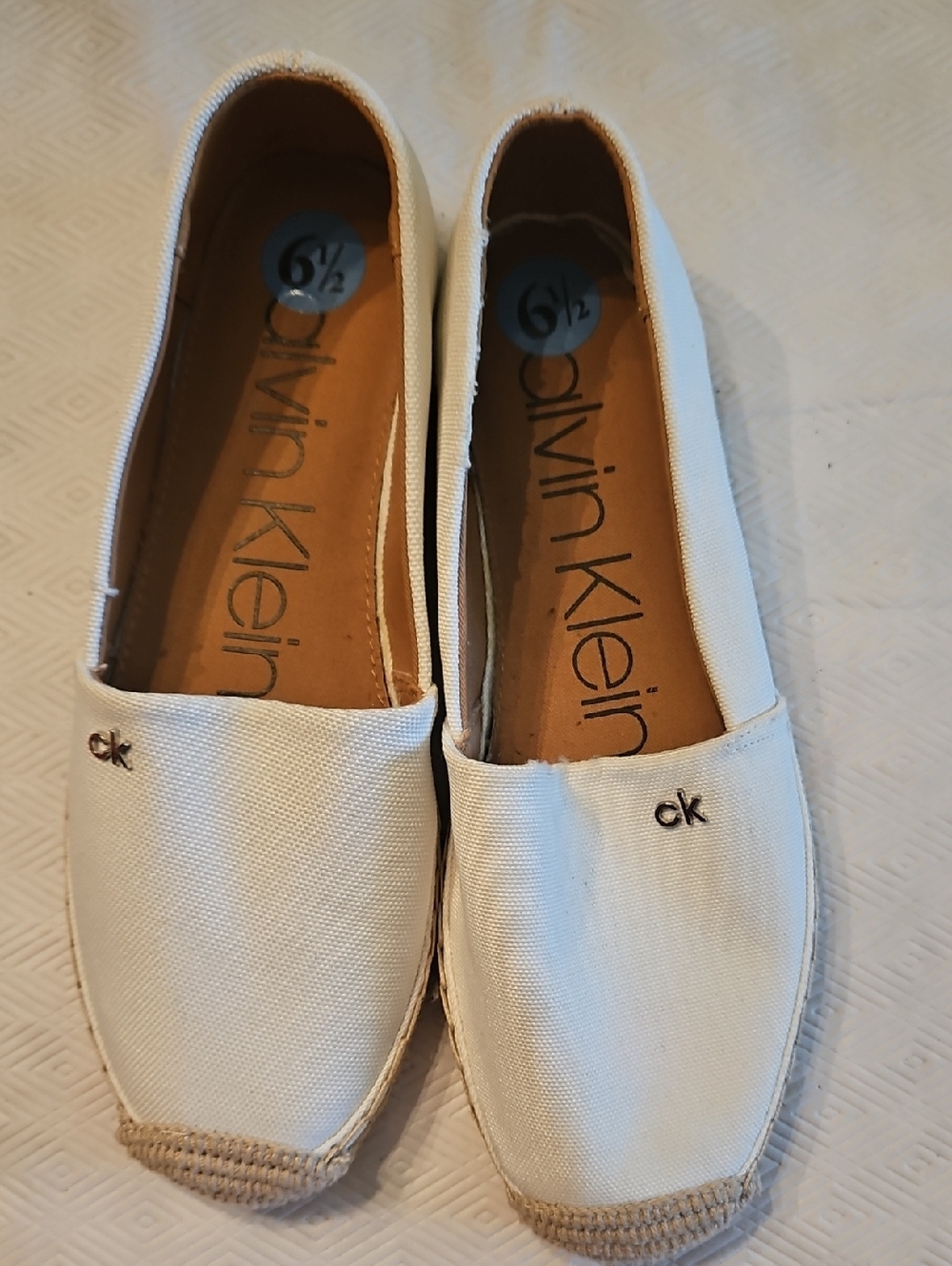Calvin Klein White Canvas Slip-On Espadrilles